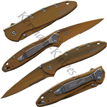 Kershaw Leek Gold Serrated Knife 1660GLDST