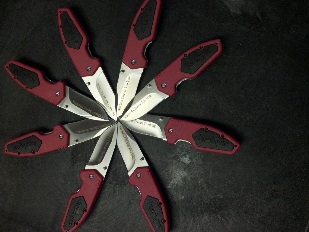 Laser engraving on Kershaw Half Tons