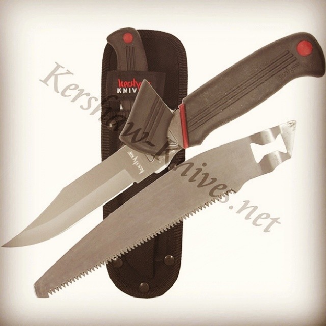 This is the Kershaw Hunter Blade Trader Knife Set 1094HBT. Features two blades, a drop point and a saw, making it perfect for both cutting up game or clearing out brush! Available at www.Kershaw-Knives.net Kershaw Kershawknives knife blade trader edc duo saw biggame trophy hunter outdoors