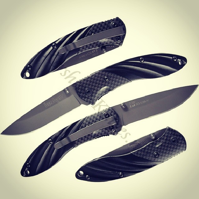 This is the Kershaw Kurai Knife 3700. Patterned carbon-fiber and 3D sculpted handle design makes this a dress knife, or a stylish everyday carry. Available at www.Kershaw-Knives.net Kershaw Kershawknives KnifeSaturday kurai design pattern scuplted dressy edc