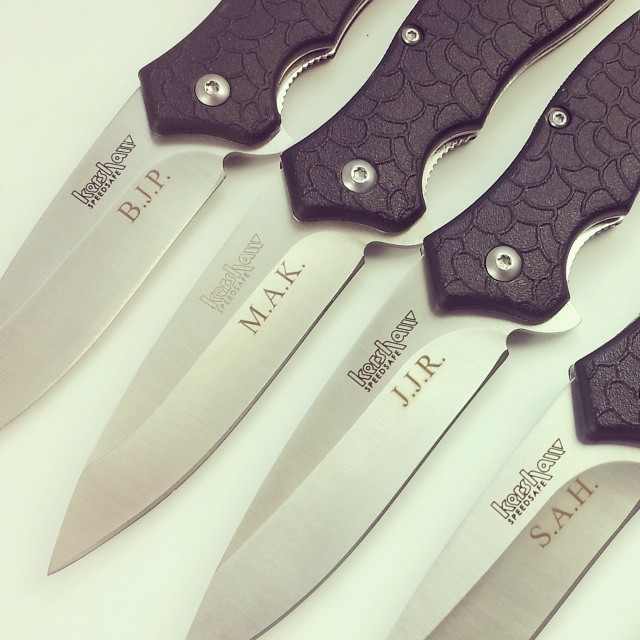 Some of today's engraving work on the Kershaw Oso Sweet.