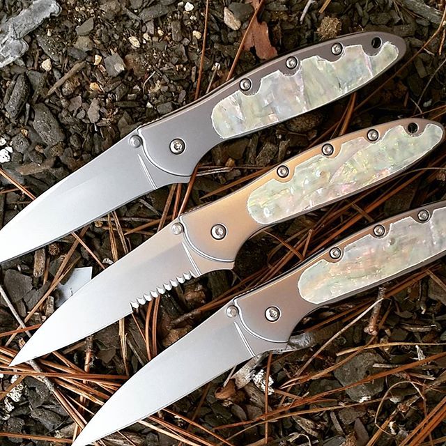 Kershaw Leeks with abalone handle overlays! We hand-craft the overlays right here at our facility in Louisiana! Every one is unique, no two are the same! www.Kershaw-Knives.net/1660-AB abalone KershawKnives Knife KnifeWorks knives customknives