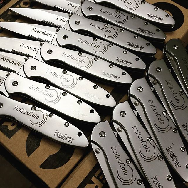 We love laser engraving.  Keep us in mind next time you need to give out gifts and bolster your company brand.
#LaserEngraving #corporategifts  #companylogo #branding #kershawknives