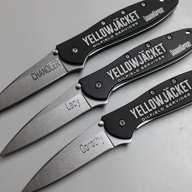 Company logo with matching personalization. The names are in the same font as the logo!

Kershaw-Knives.net

#knives #laserengraving #companylogo
#engraving #kershaw #kershawknives