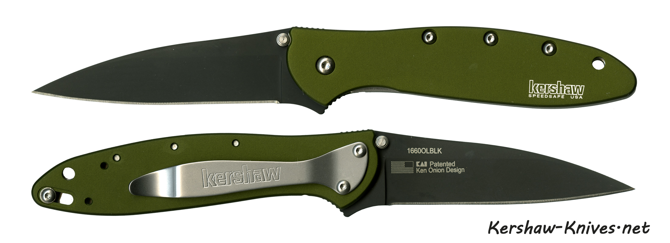 Kershaw 1660OLBLK Leek Olive Drab Black Blade