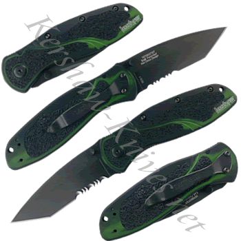 Kershaw Blur Tanto Black/Green Smoke-Serrated 1670BGTST