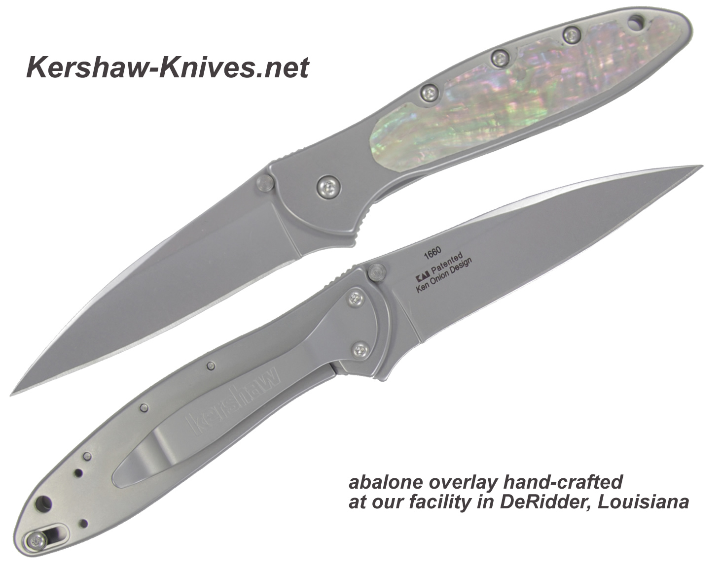 Kershaw Leek Knife with Abalone Handle Overlay