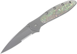 Kershaw Leek Knife with Abalone Handle Overlay - Serrated Blade Kershaw Leek Knife with Abalone Handle Overlay - Serrated Blade
