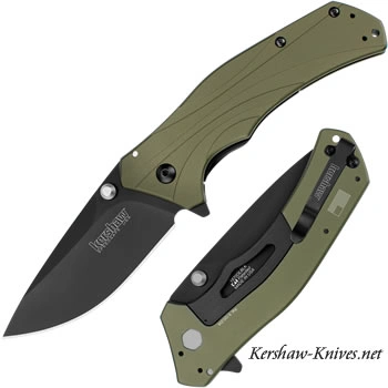 Kershaw Knockout 1870OLBLK Knife Olive Handle Black Blade