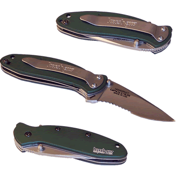 Kershaw Ken Onion Scallion serrated green handle 1620GRNST